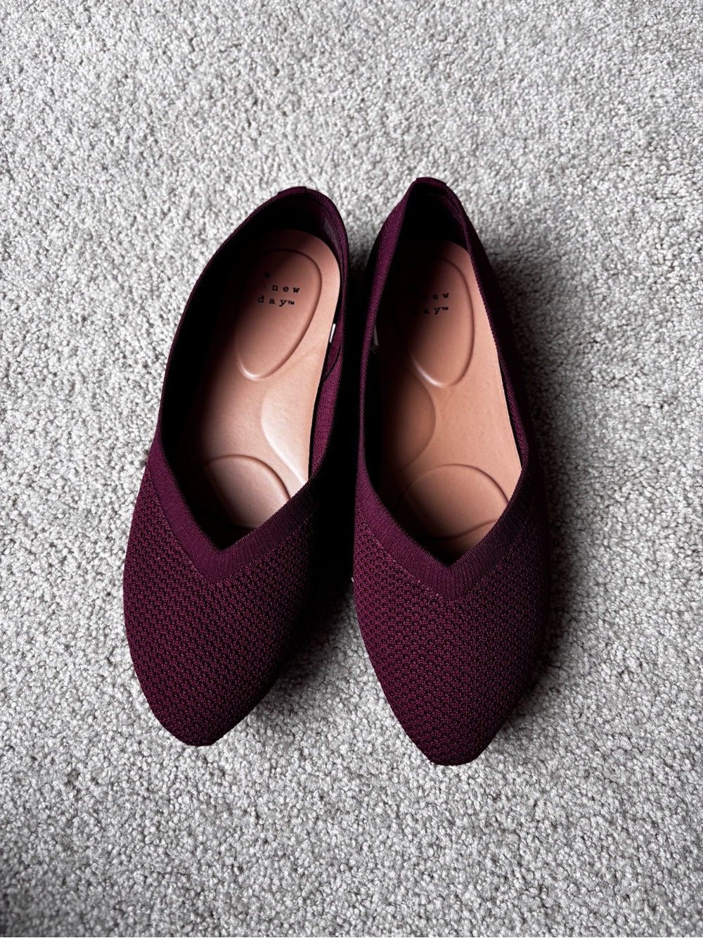 Maroon Knit Slip-On Flats